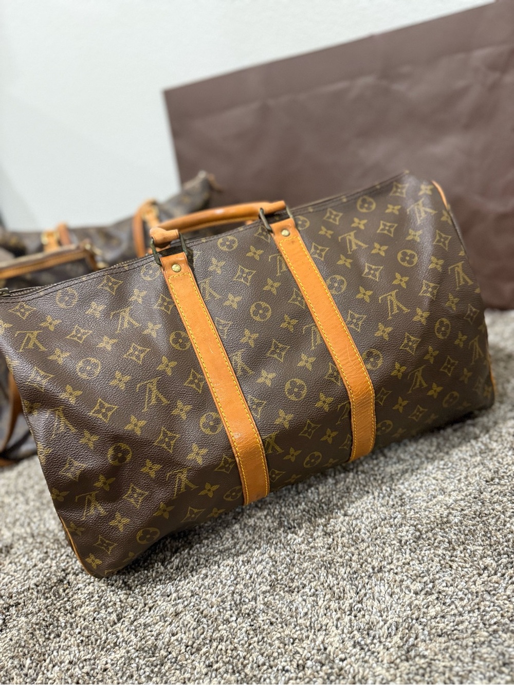 Authentic Louis Vuitton Keepall 45 w/ lock, key, tag, & buckle